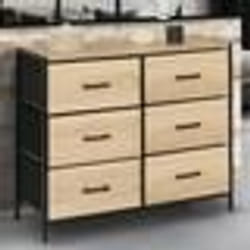 IDMARKET Commode 6 tiroirs en tissu UTAH 80 cm meuble de rangement design industriel