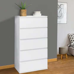 IDMARKET Chiffonnier 5 tiroirs TOMI 60x40x100 cm commode semainier bois blanc