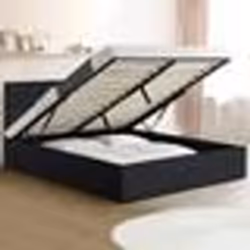 IDMARKET Lit coffre double AUSTIN avec tête de lit et sommier 160 x 200 cm PVC noir