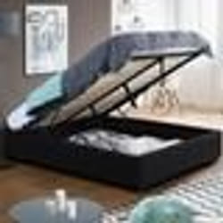 IDMARKET Lit coffre double MIAMI avec sommier 140 x 190 cm PVC noir