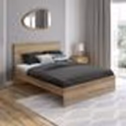 IDMARKET Lit double OMAHA avec tête de lit et sommier 140 x 190 cm façon hêtre