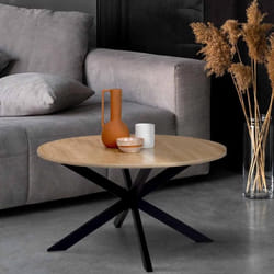 IDMARKET Table basse ronde ALIX 70 cm pied araignée bois et noir