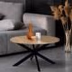 IDMARKET Table basse ronde ALIX pied araignée 70 cm bois et noir