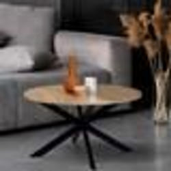 IDMARKET Table basse ronde ALIX pied araignée 70 cm bois et noir