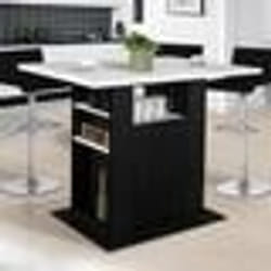 IDMARKET Ilot central UGO 110 cm effet marbre et noir ALASKA avec rangements