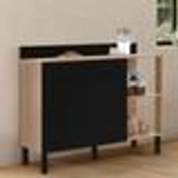 IDMARKET Buffet bas de cuisine 120 CM CINA plan de travail H.83 cm 2 portes + tiroir façon hêtre et noir