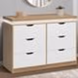 IDMARKET Commode 6 tiroirs LUNA à LEDS 115 cm blanc et effet bois