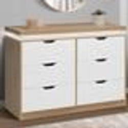 IDMARKET Commode 6 tiroirs LUNA à LEDS 115 cm blanc et effet bois