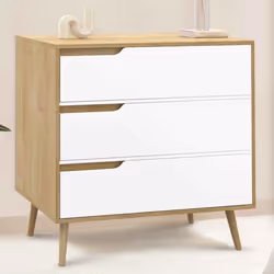 IDMARKET Commode 3 tiroirs HELSINKI 80 cm scandinave bois et blanc