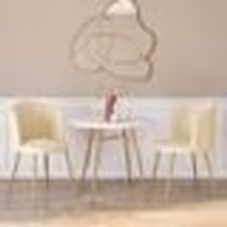 IDMARKET Lot de 2 chaises coquillage ADELLA beige en velours pieds dorés