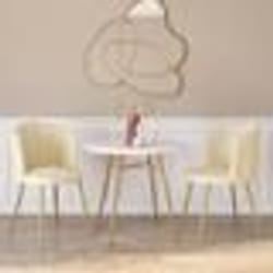IDMARKET Lot de 2 chaises coquillage ADELLA beige en velours pieds dorés