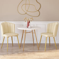 IDMARKET Lot de 2 chaises de salle à manger ADELLA en velours beige