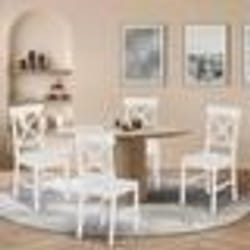 IDMARKET Lot de 4 chaises de cuisine avec croisillons SUZANNE bois blanc