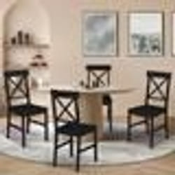 IDMARKET Lot de 4 chaises de cuisine avec croisillons SUZANNE bois noir