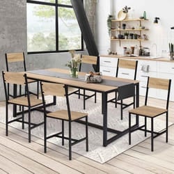 IDMARKET Lot de 6 chaises de salle à manger DETROIT design industriel bois clair