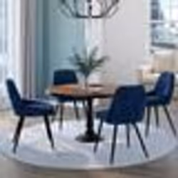 IDMARKET Lot de 4 chaises THALYA en velours bleu avec accoudoirs