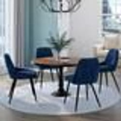 IDMARKET Lot de 4 chaises THALYA en velours bleu avec accoudoirs