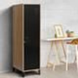 IDMARKET Armoire vestiaire ESTER bois porte métal noir design industriel