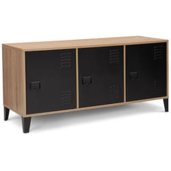 Idmarket - Buffet bas 113 cm ester bois 3 portes métal noir design industriel