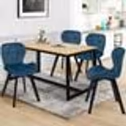 IDMARKET Lot de 4 chaises ROBINE en velours bleu pieds noirs