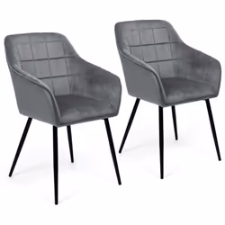 Description générale Les chaises en velours gris clair MADY allient modernité et élégance, apportant une ambiance cosy et cha ...