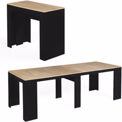Description générale Cette table console extensible ORLANDO en bois noir et façon hêtre est le meuble idéal pour ceux qui rec ...