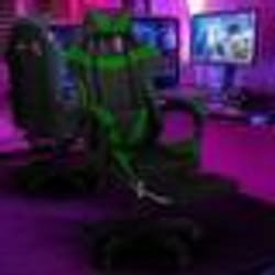 IDMARKET Fauteuil de gaming ALEX réglable avec repose-pied coussin de tête et coussin lombaire noir et vert