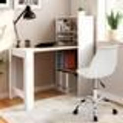 IDMARKET Bureau bibliothèque BEN avec étagères blanc et façon hêtre