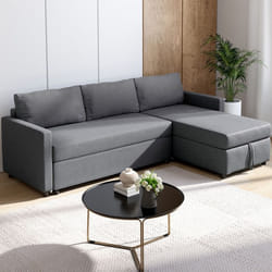 IDMARKET Canapé dangle convertible avec méridienne coffre NOAH en tissu gris anthracite