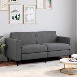 Canapé droit 3 places CALLIE en tissu gris anthracite