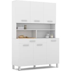 Buffet de cuisine 120 cm cina 6 portes + tiroir blanc et blanc brillant