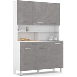 Buffet de cuisine 120 cm cina 6 portes + tiroir blanc et effet béton