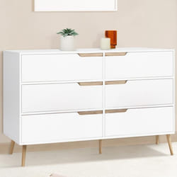 IDMARKET Commode 6 tiroirs HELSINKI 115 cm scandinave blanc