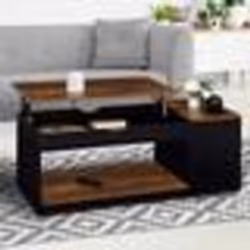 IDMARKET Table basse plateau relevable rectangulaire ELEA avec coffre bois effet vieilli et noir