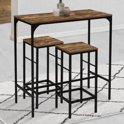 IDMARKET Ensemble table haute de bar DAYTON 100 cm et 4 chaises de bar effet vieilli design industriel