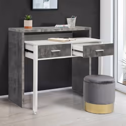 IDMARKET Bureau extensible MAX effet béton et blanc