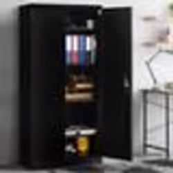 IDMARKET Armoire de bureau 80 x 180 cm 4 étagères modulables 5 niveaux métal noir