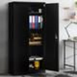 IDMARKET Armoire de bureau 80 x 180 cm 4 étagères modulables 5 niveaux métal noir