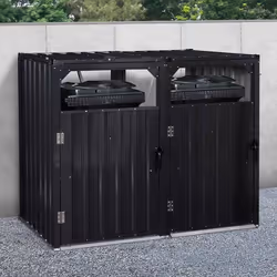 IDMARKET Cache poubelle double en acier gris anthracite