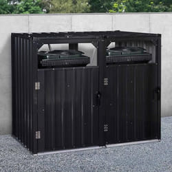 IDMARKET Cache poubelle double en acier gris anthracite