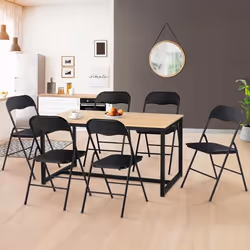 IDMARKET Lot de 6 chaises pliantes KITY noires en PU