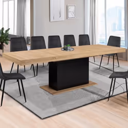IDMARKET Table à manger extensible rectangle EDEN 8-12 personnes bois et noir 200-250 cm