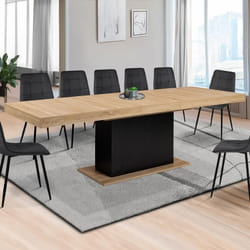 IDMARKET Table à manger extensible rectangle EDEN 8-12 personnes bois et noir 200-250 cm