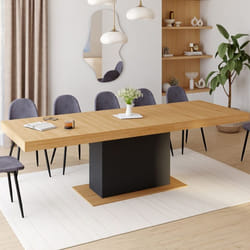Table à manger rectangle extensible - IDMARKET - EDEN - Bois et noir - 8-12 personnes - 200-250 cm