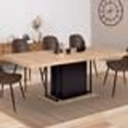 IDMARKET Table à manger extensible rectangle UGO 6-10 personnes bois façon hêtre et noir 160-200 cm