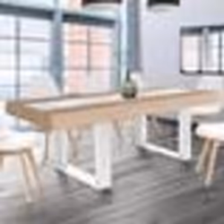 IDMARKET Table à manger extensible rectangle PHOENIX 4-8 personnes bois et blanc bande centrale blanche 160-200 cm