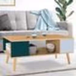 IDMARKET Table basse scandinave rectangulaire ALIZE bois vert clair et vert foncé