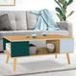 IDMARKET Table basse scandinave rectangulaire ALIZE bois vert clair et vert foncé
