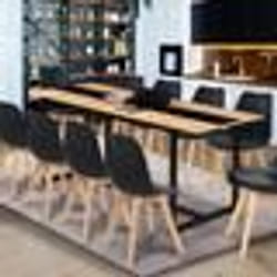 IDMARKET Table à manger extensible rectangle DOVER 6-10 personnes bande centrale noire design industriel 160-200 cm