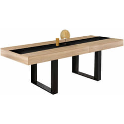 Table à manger extensible rectangle phoenix 4-8 personnes bois et noir bande centrale noire 160-200 cm